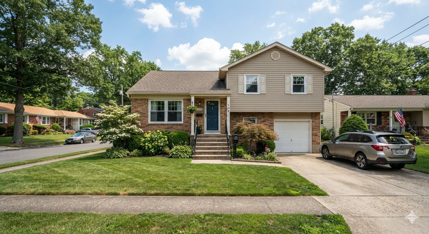 Split level style house
